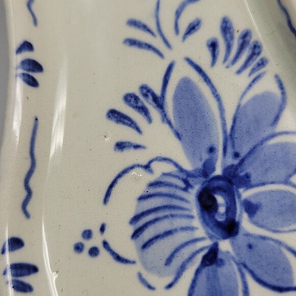 Vintage Delft Holland Salt & Pepper Shakers Blue /White Tray Set Mustard Jar - Picture 13 of 14